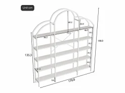 ModernLuxe Librería|Librería moderna de metal 170×26×190 cm - forma de nube - 5 niveles de almacenamiento -