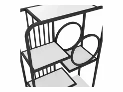 Librería moderna de metal 80×30×180 cm - mueble con 2 puertas - 3 estantes - decoración circular - blanco +^ModernLuxe Best