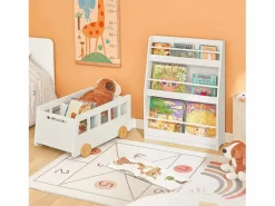 Sobuy Mueble De Bebé|Librería para Niños de Altura de 3 Niveles Estantería Infantil Multifuncional 58 x 18 x 81cm KMB45-W ES