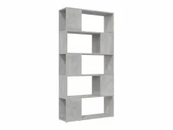 vidaxl Vitrina|Librería separador contrachapada hormigón 80x24x155 cm