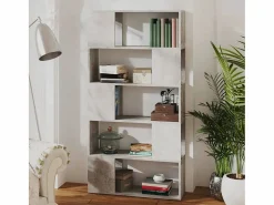 vidaxl Vitrina|Librería separador contrachapada hormigón 80x24x155 cm