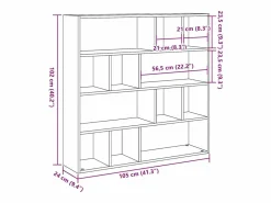 Librería/Separador de ambientes madera vieja 105x24x102 cm Marru00f3n Outlet