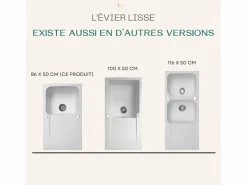 Essebagno Lisse fregadero reversible 1 cubeta 1 escurridor en resina blanca Blanco