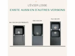 Lisse fregadero reversible 1 cubeta 1 escurridor en resina negra^Essebagno Hot