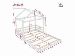 ModernLuxe Cama Montessori|Lit cabane 140x200cm en bois massif - avec sommier à lattes - Blanc (matelas non inclus)