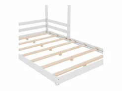 ModernLuxe Cama Montessori|Lit cabane 140x200cm en bois massif - avec sommier à lattes - Blanc (matelas non inclus)