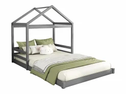 ModernLuxe Cama Montessori|Lit cabane 140x200cm en bois massif - avec sommier à lattes - (matelas non inclus)