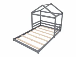 ModernLuxe Cama Montessori|Lit cabane 140x200cm en bois massif - avec sommier à lattes - (matelas non inclus)