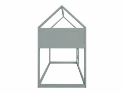 Cama Litera|Lit superposé 90x200cm, lit cabane enfant avec escalier et 1x sommier à lattes en haut, cadre en bois massif, bois