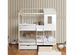 Litera + cama de arrastre madera 90x190/90x190cm Blanco Clearance