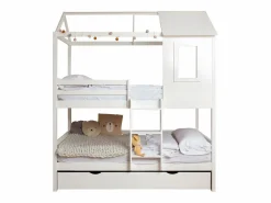 Litera + cama de arrastre madera 90x190/90x190cm Blanco Clearance