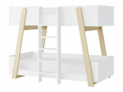 Vente-unique Litera 90 x 190 cm blanca y natural - CORODELA Color natural claro / Blanco Best