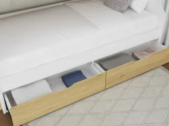 Litera 90 x 190 cm con almacenamiento en color blanco y natural + colchón - YALOVA^Vente-unique New