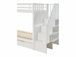 Vente-unique Litera 90 x 190 cm con cajones pino y MDF + colchón - ZILENI Blanco