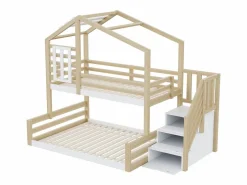 Hauss Spole Litera 90 x 200 cm y 140 x 200 cm - Cama alta con almacenaje - y blanco Color natural claro Online