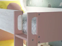 Litera 2 x 90 x 200 cm 2 cajón color rosa, blanco y natural - TINOLI^Vente-unique