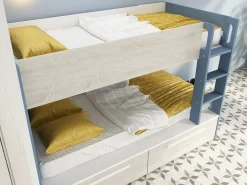 Vente-unique Litera 2 x 90 x 200 cm 2 cajones color azul, blanco y natural - TINOLI Azul / Color natural claro Discount