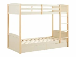 Litera 2 x 90 x 200 cm 2 cajones y natural + colchón - LIMODARA^Vente-unique Best