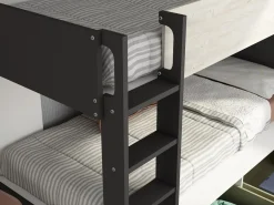 Vente-unique Cama Litera|Litera 2 x 90 x 200 cm 2 cajones antracita, blanco y natural - TINOLI