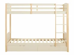 Litera 2 x 90 x 200 cm 2 cajones pino y MDF y natural - LIMODARA^Vente-unique Outlet
