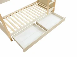 Litera 2 x 90 x 200 cm 2 cajones pino y MDF y natural - LIMODARA^Vente-unique Outlet