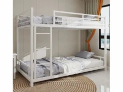 Cama Litera|Litera 2 x 90 x 190 cm - Cama infantil con escalera y barandillas - metal - sin colchón