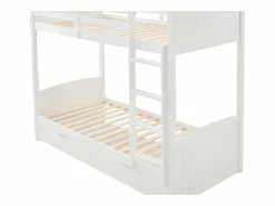 Vente-unique Litera 2 x 90 x 200 cm con 2 cajones en pino y MDF + colchones - LIMODARA Blanco Hot