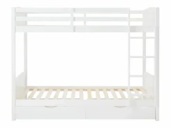 Vente-unique Cama Litera|Cama Con Almacenaje|Litera 2 x 90 x 200 cm con 2 cajones en Pino y MDF color - LIMODARA