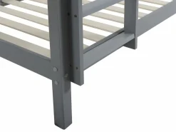 Vente-unique Litera 2 x 90 x 190 cm Pino macizo con colchón ANICET II Gris Clearance