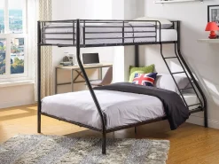 Vente-unique Cama Litera|Litera 90 x 190 y 140 x 190 cm acero negro y rojo ELEVATIO IV