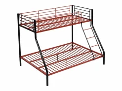Vente-unique Cama Litera|Litera 90 x 190 y 140 x 190 cm acero negro y rojo ELEVATIO IV