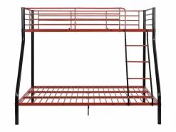 Vente-unique Cama Litera|Litera 90 x 190 y 140 x 190 cm acero negro y rojo ELEVATIO IV