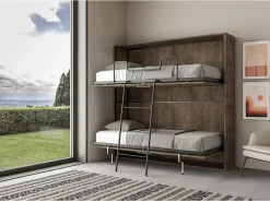 Les Tendances Cama Abatible|Litera abatible horizontal nogal 2 camas 85x185 cm Bounto-