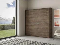 Les Tendances Cama Abatible|Litera abatible horizontal nogal 2 camas 85x185 cm Bounto-