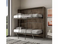 Les Tendances Cama Abatible|Litera abatible horizontal nogal 2 camas 85x185 cm Bounto-