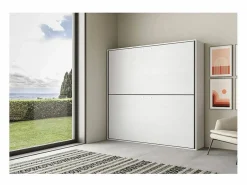 Les Tendances Cama Abatible|Litera abatible horizontal blanca para 2 personas 85x185 cm Bounto-2 colchones 85x185cm