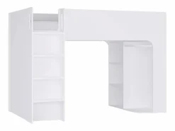 Vente-unique Litera alta 90 x 190 cm con almacenamiento - COLUMI Blanco Best