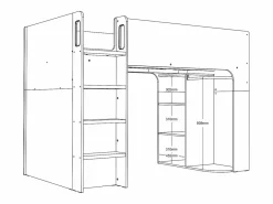 Vente-unique Litera alta 90 x 190 cm con almacenamiento - COLUMI Blanco Best