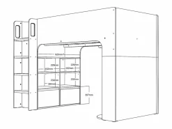 Vente-unique Litera alta 90 x 190 cm con almacenamiento - COLUMI Blanco Best