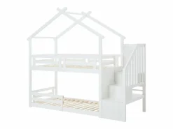 Vente-unique Cama Litera|Litera cabaña 90 x 190 cm en pino y MDF color + colchón - TALETY