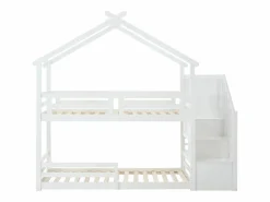 Vente-unique Cama Litera|Litera cabaña 90 x 190 cm en pino y MDF color + colchón - TALETY