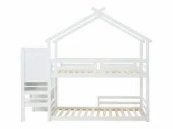 Vente-unique Cama Litera|Litera cabaña 90 x 190 cm en pino y MDF color + colchón - TALETY