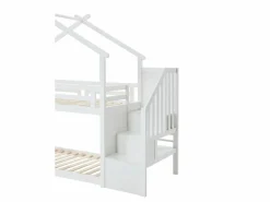 Vente-unique Litera cabaña 90 x 190 cm en pino y MDF color - TALETY Blanco New