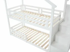 Vente-unique Litera cabaña 90 x 190 cm en pino y MDF color - TALETY Blanco New