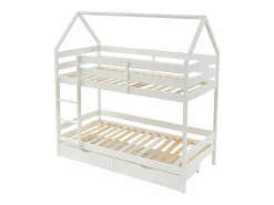 Vente-unique Cama Montessori|Cama Con Almacenaje|Litera cabaña con compartimentos 2 x 90 x 190 cm de madera de pino - CHORI