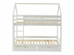 Vente-unique Cama Montessori|Cama Con Almacenaje|Litera cabaña con compartimentos 2 x 90 x 190 cm de madera de pino - CHORI