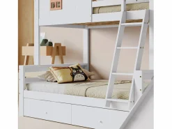 ModernLuxe Cama Litera|Litera cabina con tobogán + cajones - estructura de pino - 90x200cm + 120x200cm -