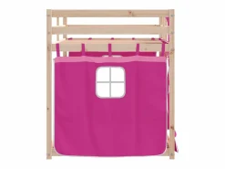 vidaxl Cama Litera|Litera con cortinas madera maciza de pino 75x190 cm