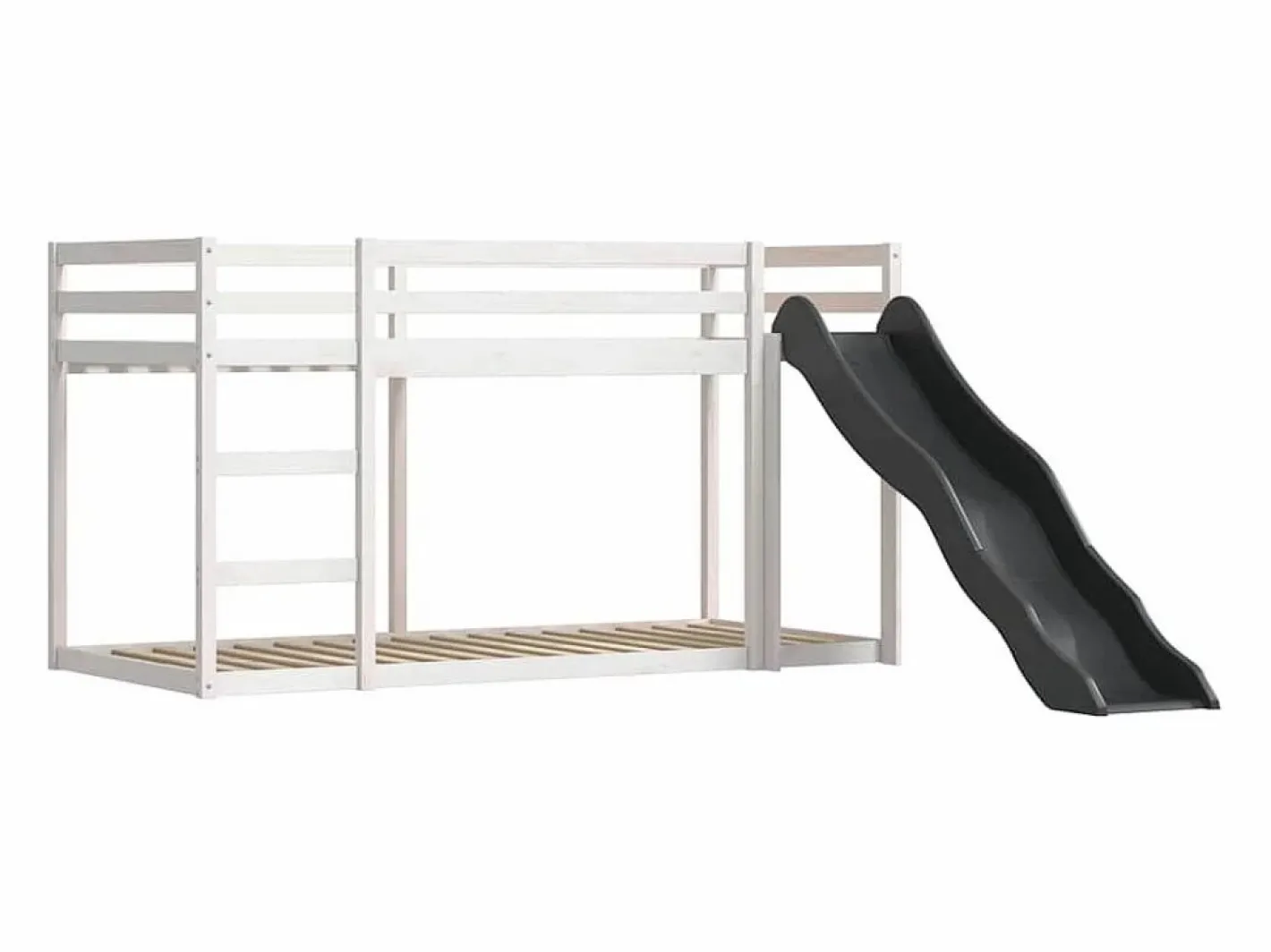 Litera con tobogán y cortinas blanco y 90x200 cm^vidaxl New