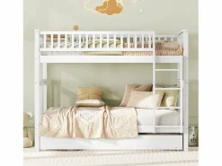 Litera de 90 x 200 cm - con cama nido - barandillas altas de seguridad - blanca^ Best